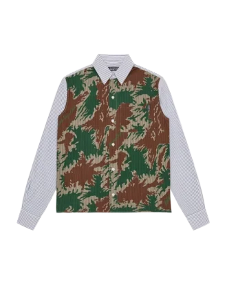 Burst camo halvtrykt poplin-stripet skjorte