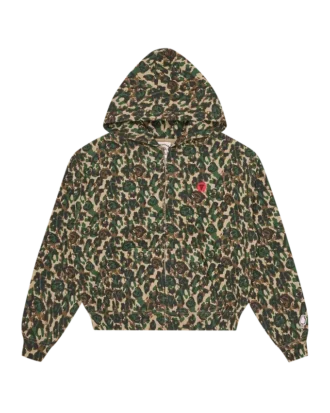 Camo-hette med glidelås for kvinner
