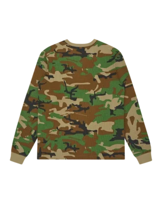 Camo-vaffel-T-skjorte med lange ermer