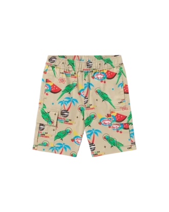 Cargoshorts for barn med fuglemotiv