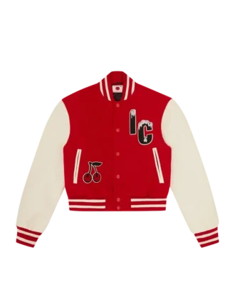 Cherry-varsityjakke for kvinner