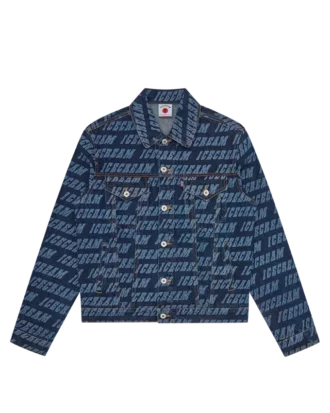 Denim-truckerjakke med gjentatt logo
