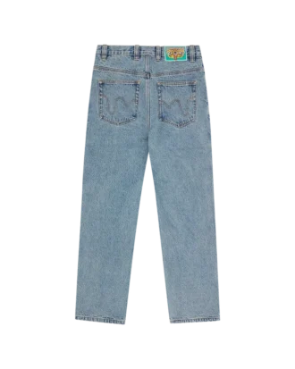Denimbukse med rutete fôr