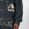 Denimjakke med måkeprint og broderi