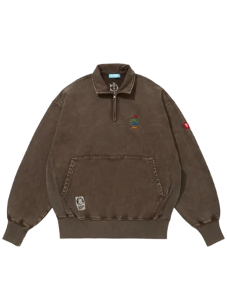 Hettegenser med brodert logo og halv glidelås
