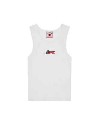 Ribbet vesttop for kvinner med perlebesatt Running Dog