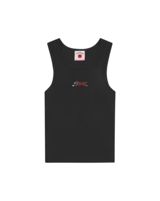 Ribbet vesttop for kvinner med perlebesatt Running Dog