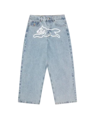 Running Dog-denimbukser med trippel skål