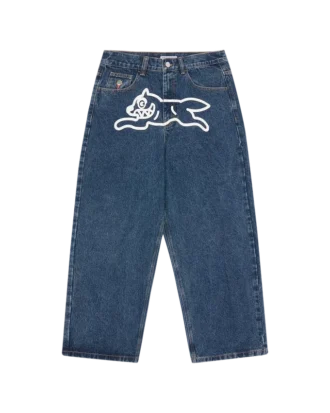 Running Dog-denimbukser med trippel skål