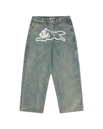 Running Dog-denimbukser med trippel skål