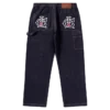 Selvedge-denim-carpenterbukser med løpende hund