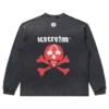 Skadet bomulls-T-skjorte med lange ermer og ICECREAM-logo