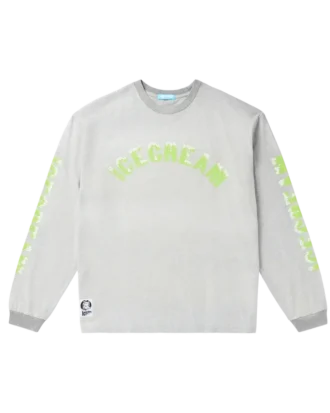 Slitt bomulls-T-skjorte med lang erme og Running Dog