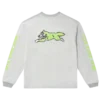 Slitt bomulls-T-skjorte med lang erme og Running Dog