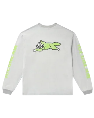 Slitt bomulls-T-skjorte med lang erme og Running Dog